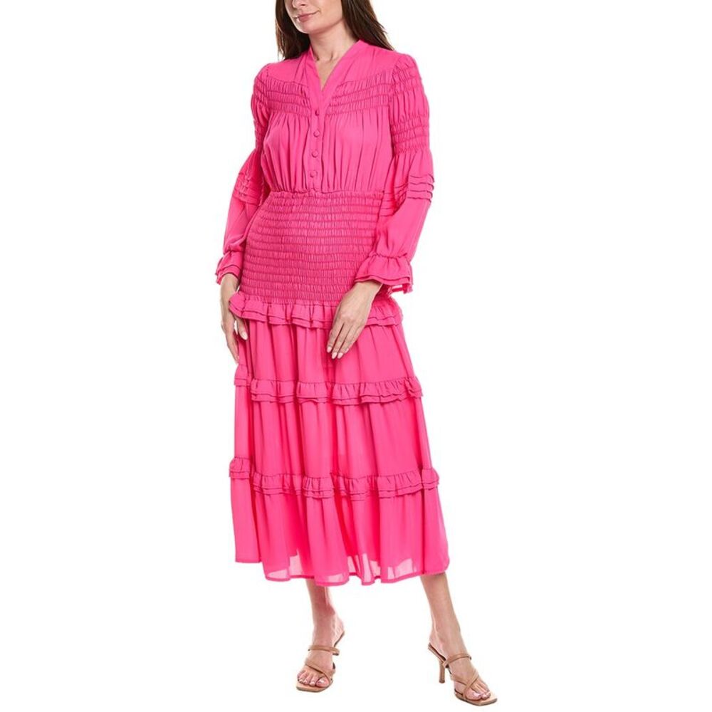 Nancy Yang Womens  Long Sleeve Maxi Dress, Pink